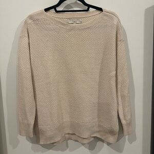 Loft cotton blend cream boatneck sweater S